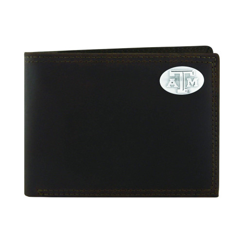 NCAA Texas A&M Aggies Zep-Pro Crazyhorse Leather Bifold Concho Wallet, Light Brown