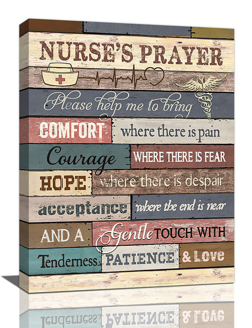 In This Office Nurse Office Wall Art Nurse's Prayer Pictures Wall Decor Medical Staff Inspirational Quotes Nurse Gifts Canvas Prints Painting Modern Home Framed Artwork For Office Hospital 12"x16"