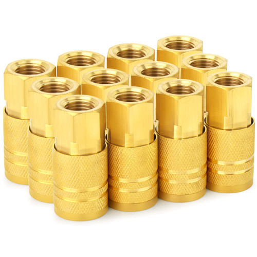 ChillWaves 1/4-Inch Brass Female Industrial Coupler,1/4" NPT Female 6-Ball Quick Connect Air Coupler Air Hose Fittings(12-PACK)
