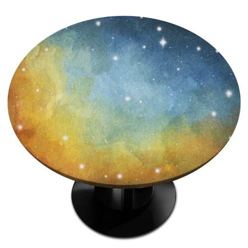 Night Sky Galaxy Nebula Round Fitted Tablecloth with Elastic Edged Wipeable Table Cover Table Protector for Dining Kitchen Picnic Party Fit Table 36"-42" R