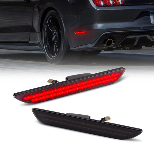 Gempro LED Side Marker Lights for Ford Mustang 2015-2023 Rear Red Fender Marker Reflectors Lamps Smoked Len, 2PCS