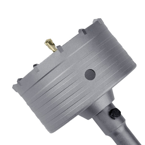 GUICGOC 125mm / 4.9 inch Concrete Hole Saw with 220mm SDS Plus Shank Connecting Rod, Tungsten Carbide Teeth (7.7mm x 4mm) Cement Hole Saw for Concrete Cement Brick Wall Stone (125mm (4.9 inch))