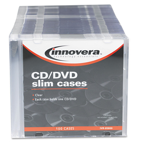 Innovera IVR85800 100/Pack Slim CD/DVD Jewel Cases Clear/Black