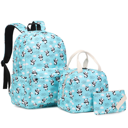 Xunteny Panda Girls School Backpack for Kids Teens, Elementary Middle School Backpacks Bookbag Set with Lunch Bag Pencil Case