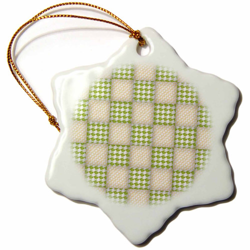 3dRose Cute Squares of Green Houndstooth and Yellow Chevron Stripes... - Ornaments (orn-327337-1)