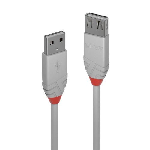 Lindy 36711 USB 2.0 Type A Extension Cable, Anthra Line - Grey, 0.5m