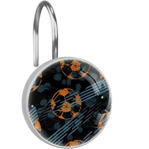 Football Shower Curtain Hooks Round Crystal Glass, Set of 12 Shower Curtain Rings - Shower Hooks for Curtain Shower Rings