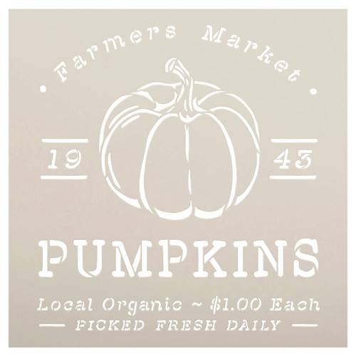Farmers Market Pumpkins 1943 Stencil by StudioR12 | Craft DIY Fall Autumn Farmhouse Home Decor | Paint Wood Sign Reusable Mylar Template | Select Size (18 x 18 inch)
