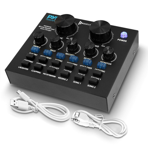 Bluetooth Mini Audio Mixer - Live Streaming For PC Computer Broadcasting | Voice Changer V8 Sound Card with 12 Sound Effects,3 Inputs, Mic Input (PKSCRD208)