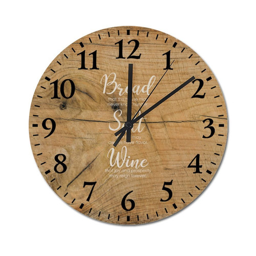 lutieger Wall Clock Bread, That This House May Never Know Hunger. Rustic Wooden Decorative Round Wall Clock Silent Non Ticking Clock Round Wall Clocks for Home/Office/Classroom/School/Kitchen 12 inch