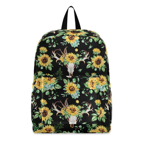 Emelivor Casual Backpack Lightweight Daypack Sunflower Skull School Backpack Travel Women