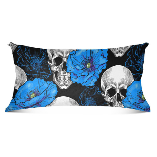 Flowers Skull Throw Pillow Covers Velvet Pillow Covers Soft Cushion Case Comfortable Pillowcases Decorative Pillows for Sofa Bed Car Home Decor - Body, 21x54 in