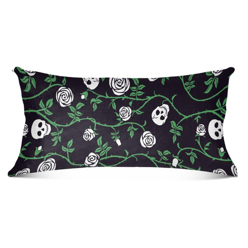 Skulls Flowers Throw Pillow Covers Velvet Pillow Covers Soft Cushion Covers Comfortable Pillowcases Decorative Pillows for Couch Bed Sofa Home Decor - Body, 21x54 in
