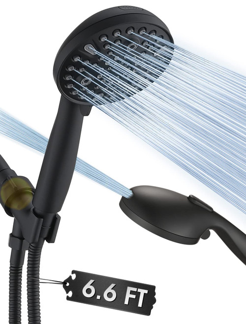 High Pressure 10 Setting Handheld Shower Head, 5" Detachable Showerhead Spray Built-in Power Wash to Clean Tub, Tile & Pets, 79" Extra Long Stainless Steel Hose, Adjustable Bracket - Matte Black High Pressure 10 Setting Handheld Shower Head, 5" Detachable Showerhead Spray Built-in Power Wash to Clean Tub, Tile & Pets, 79" Extra Long Stainless Steel Hose, Adjustable Bracket - Matte Black