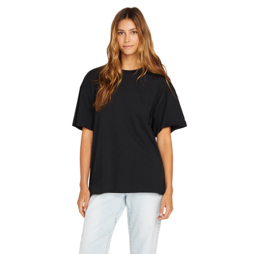 Volcom Women's Stones Throw Solid Blank Short Sleeve Tee, Black, Medium/Large