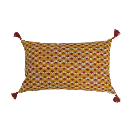 Creative Co-Op Cotton Slub Lumbar Floral Pattern and Tassels Pillow, 26" L x 16" W x 2" H, Multicolor Creative Co-Op Cotton Slub Lumbar Floral Pattern and Tassels Pillow, 26" L x 16" W x 2" H, Multicolor