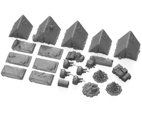 Adventure Camp Set DND Terrain 28mm for Dungeons and Dragons Terrain, D&D, Pathfinder, Warhammer 40k, RPG, Miniatures, Tabletop, D and D, Dungeons and Dragons Gifts