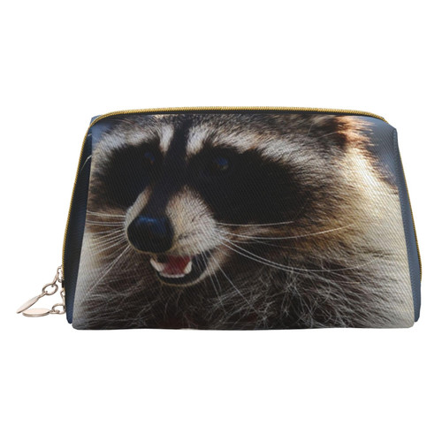 raccoon Printed Makeup Bag Travel Makeup Organizer Cosmetic Brush Bags Case Leather Makeup Case Zipper Pouch Toiletry Bag For Women