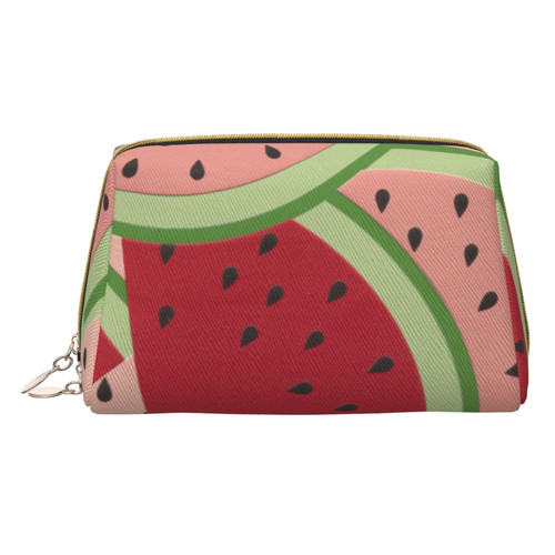 Red Watermelon Printed Makeup Bag Travel Makeup Organizer Cosmetic Brush Bags Case Leather Makeup Case Zipper Pouch Toiletry Bag For Women