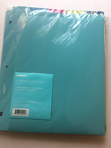 Poppin 5-Tab Poly Pocket Dividers assorted colors