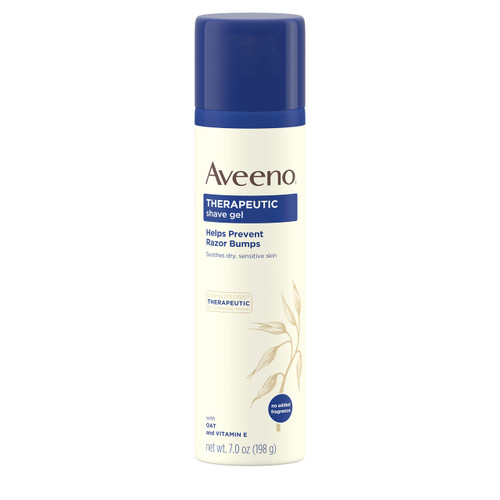Aveeno Therapeutic Shave Gel with Oat and Vitamin E to Help Prevent Razor Bumps and Soothe Dry and Sensitive Skin, No Added Fragrances and Non-Comedogenic, 7 oz (Pack of 3)