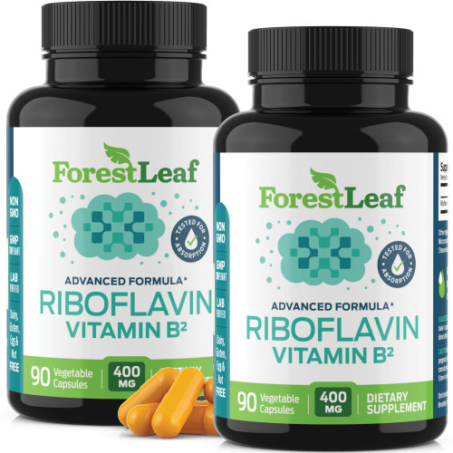 ForestLeaf Vitamin B2 Riboflavin, 400mg - 180 Capsules - Non-GMO, Gluten Free Daily Dietary Supplement