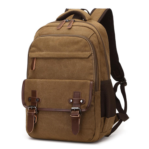 lulusnie Canvas Backpack, Vintage Daypack for Men Women, Brown Travel Rucksack Backpack College Computer Bookbag Fits 15.6 Inch Laptop, Brown
