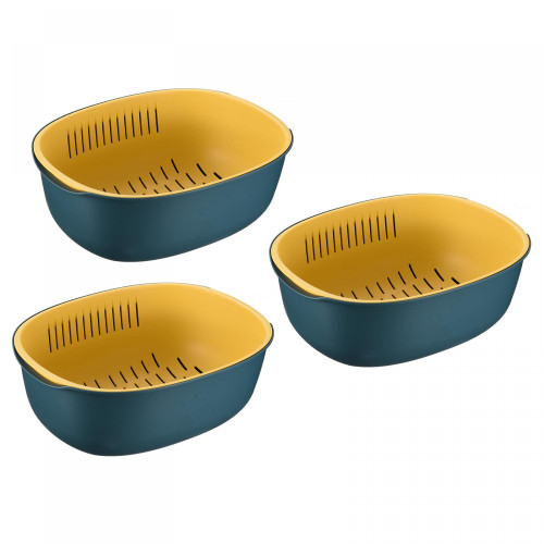 uxcell Kitchen Colander Bowl Strainers 3PCS, Plastic Double Layered Drain Basket Bowl Washing Colander, Washing Fruits Vegetable Colander Food Strainer-Blue uxcell Kitchen Colander Bowl Strainers 3PCS, Plastic Double Layered Drain Basket Bowl Washing Colander, Washing Fruits Vegetable Colander Food Strainer-Blue