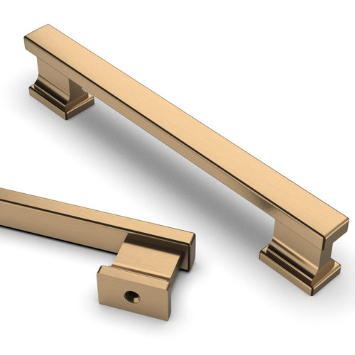 Asidrama 6 Pack 5 Inch(128mm) Hole Centers Champagne Bronze Kitchen Cabinet Handles, Brushed Brass Cabinet Pulls Kitchen Cabinet Hardware for Cupboard Gold Drawer Handles Dresser Pulls