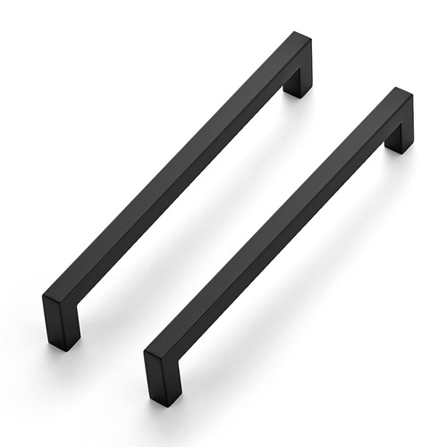 Ravinte 12 Pack 8 Inch Kitchen Square Cabinet Handles Matte Black Cabinet Pulls Black Drawer Pulls Kitchen Cabinet Hardware Kitchen Handles for Cabinets Cupboard Handles Drawer Handles