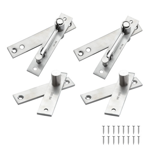 HOME MASTER HARDWARE Pivot Hinges 2 Pack, Heavy Duty Stainless Steel Hidden Door Hinges, 360 Degree Shaft Pivot Hinge Center Hung System for Wooden Doors