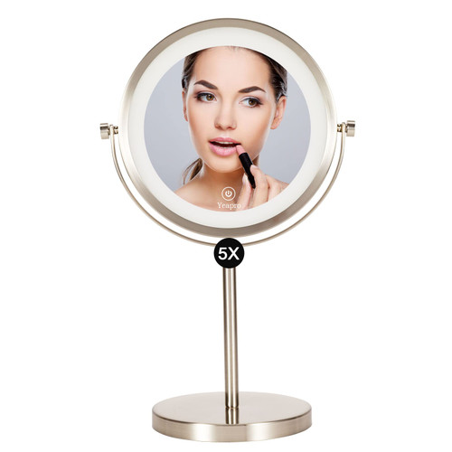 Wall Mounted Makeup Mirror 1x/5x Magnification 8" Double Sided Round Swivel Extendable Bathroom Mirror, 360 Degree Swivel Vanity Mirror,Sliver Wall Mounted Makeup Mirror 1x/5x Magnification 8" Double Sided Round Swivel Extendable Bathroom Mirror, 360 Degree Swivel Vanity Mirror,Sliver