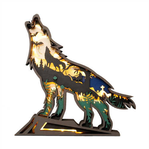 3D Wooden Animals Carving LED Night Light, Wood Carved Lamp Modern Festival Decoration Home Decor Desktop Desk Table Living Room Bedroom Office Farmhouse Shelf Statues Perfect Gifts (Halloween Wolf) 3D Wooden Animals Carving LED Night Light, Wood Carved Lamp Modern Festival Decoration Home Decor Desktop Desk Table Living Room Bedroom Office Farmhouse Shelf Statues Perfect Gifts (Halloween Wolf)
