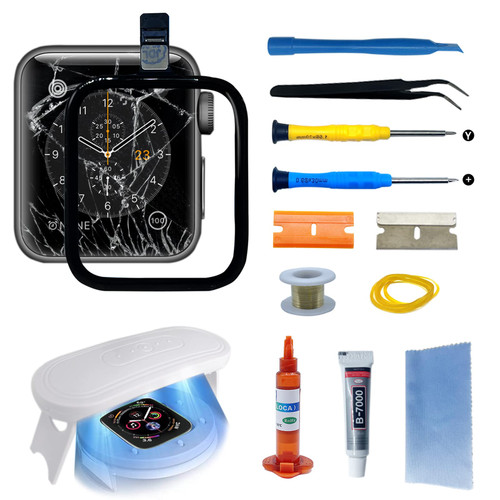 Compatible with Apple Watch Series 5 SE/SE2 Screen Replacement 44mm Front Glass Cover Lens LED Touch Digitizer Repair Kit with Tools and Instructions (No LCD Screen)