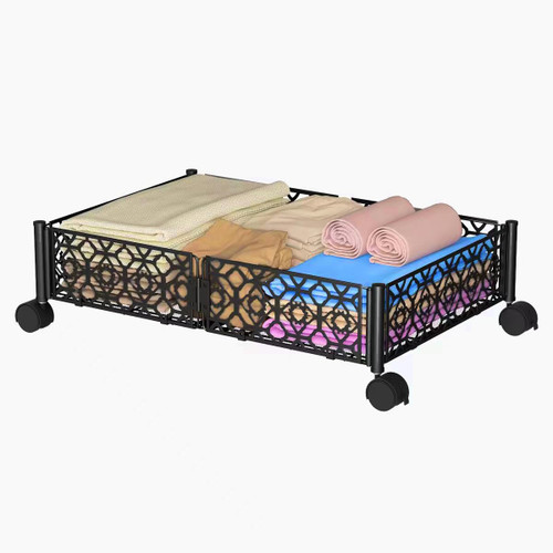 RERORD Under Bed Black Rolling Storage, Underbed Storage Drawers with Wheels, Under the Bed Shoe Storage Containers for clothes Toys Books