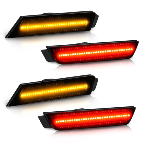 Bestview Smoked Lens LED Side Marker Lights for Chevy Camaro 2010-2015, Front Rear Bumper Sidemarker Lamps Reflectors, Turn Signal Amber & Red(4 PCS)