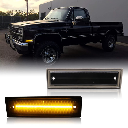R&F Auto 2PCS LED Smoked Fender Side Marker Lights Replacement for C/K 1500 2500 C10 C20 Suburban Blazer Jimmy Front Bumper Side Marker Reflector Lamp, Replace OEM# GM2551107 GM2550115 915557 915558 R&F Auto 2PCS LED Smoked Fender Side Marker Lights Replacement for C/K 1500 2500 C10 C20 Suburban Blazer Jimmy Front Bumper Side Marker Reflector Lamp, Replace OEM# GM2551107 GM2550115 915557 915558