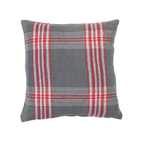 Creative Co-Op 20" Square Brushed Cotton Flannel Pillow w/Fringe, Multi Color Plaid