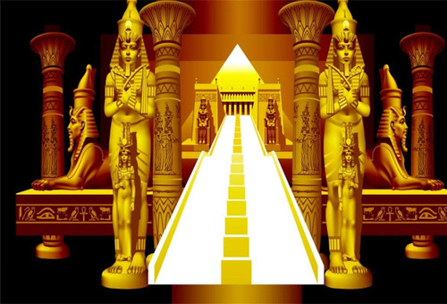 AOFOTO 8x6ft Egyptian Pyramids Sphinx Backdrop Ancient Egyptian Pharaoh Decoration Golden Egypt Palace Stairway Photography Background Egyptian Temple Queen of Egypt Travel Portrait Photo Studio Props
