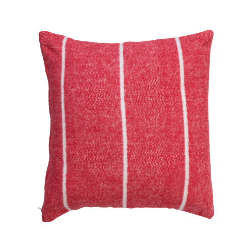 Creative Co-Op 20" Square Brushed Cotton Flannel Pillow w/Stripes, Red & White