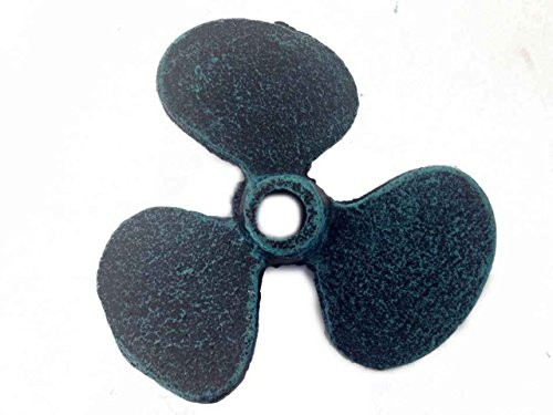 Hampton Nautical Decorative Cast Iron Propeller Paperweight, 4", Seaworn Blue