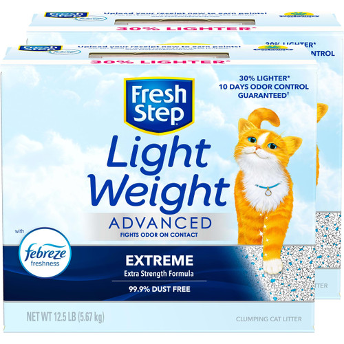 Fresh Step Lightweight Clumping Cat Litter, Advanced, Extreme Odor, Extra Large, 25 Pounds total, (2 Pack of 12.5lb Boxes)
