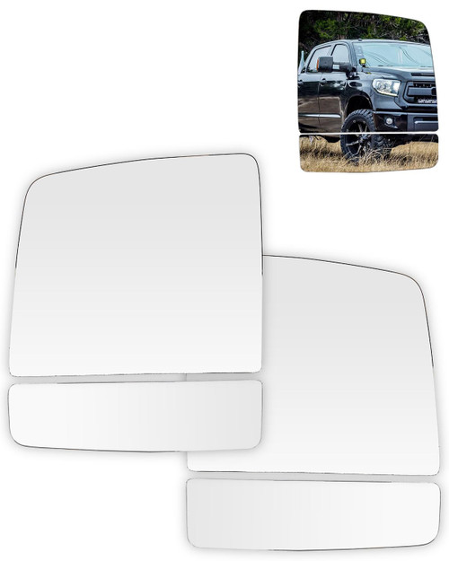 SCITOO Lower Convex Upper Flat Towing Mirror Glass Replacement with Left Driver Right Passenger Side Mirror Lens Compatible with 2008-2017 For Toyota For Sequoia 2007-2017 For Toyota For Tundra