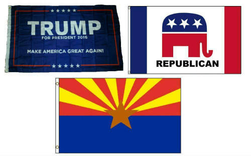 K's Novelties 3x5 Trump #1 & Republican & State of Arizona Wholesale Set Flag 3'x5'
