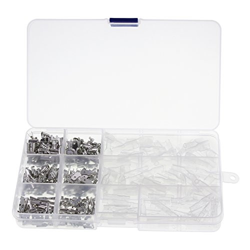 OCR Wire Terminal Crimp Male Female Spade Terminal Block Connector with Insulating Sleeve Assortment Kit 2.8mm 4.8mm 6.3mm 270pcs(270Pcs-Crimp Terminal)