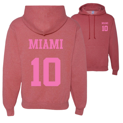 wild custom apparel Miami 10 Soccer Lover FRONT AND BACK Mens Hoodies, Vintage Heather Red, Large