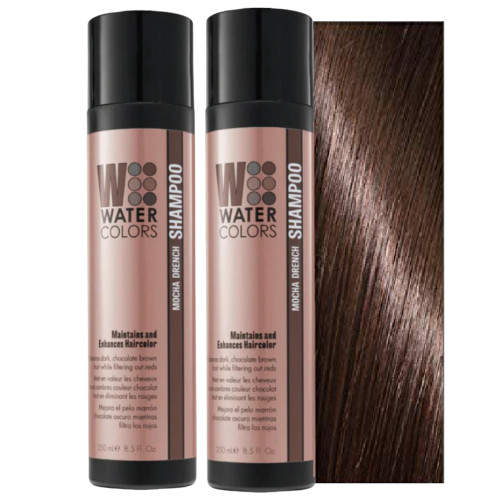 Watercolors Color Depositing Sulfate-Free Shampoo, Maintains & Enhances Haircolor, Hair Dye Maintenance Wash- Mocha Drench 8.5 oz (2 Pack)