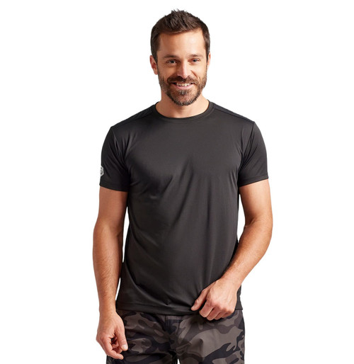 TRUEWERK B1 Sun Short Sleeve Tees for Men, Men's Sun Protection Shirts, Moisture Wicking, UPF +50 Thermo Regulating Shirt, Large, Black