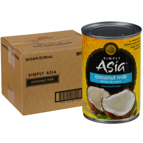 Simply Asia Unsweetened Coconut Milk, 13.66 fl oz (Pack of 24) - 24 Pack of 13.66 Fluid Ounce Cans of Coconut Milk, Gluten and Dairy Free, Perfect Alternative for Cooking, Baking and Beverages