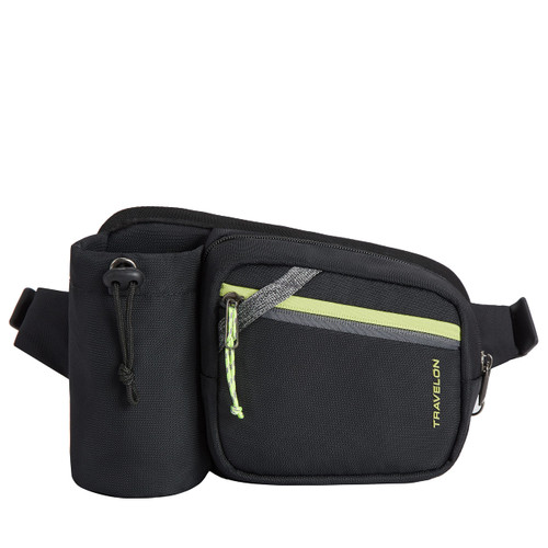 Travelon Greenlander Sustainable Anti-Theft Hip Pack, Jet Black, 10" W x 7" H x 3" D